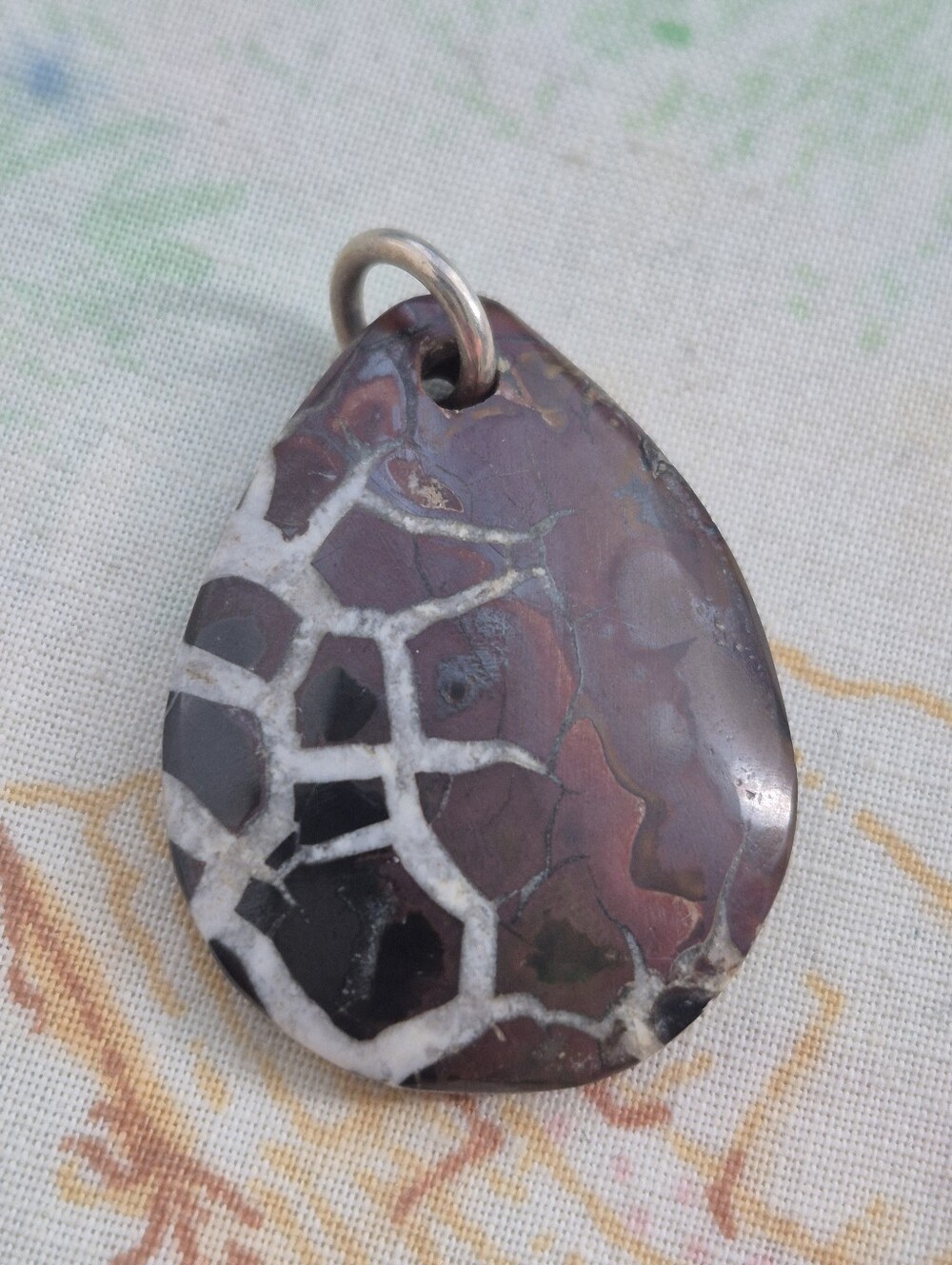🌙Natural Septarian Dragon Stone Fossil Pendant Teardrop Vtg